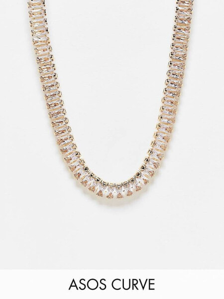 ASOS DESIGN Curve necklace with cubic zirconia crystal design