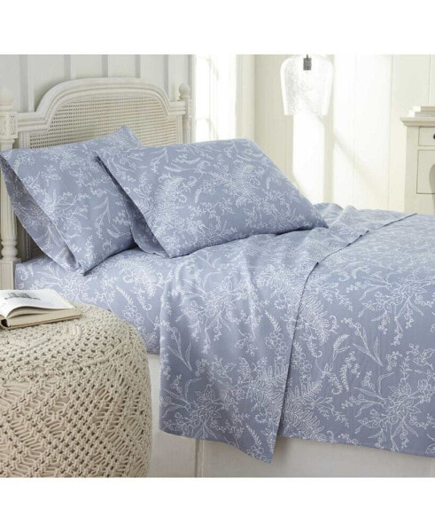 Ultra-Soft Floral or Solid 4-Piece Sheet Set