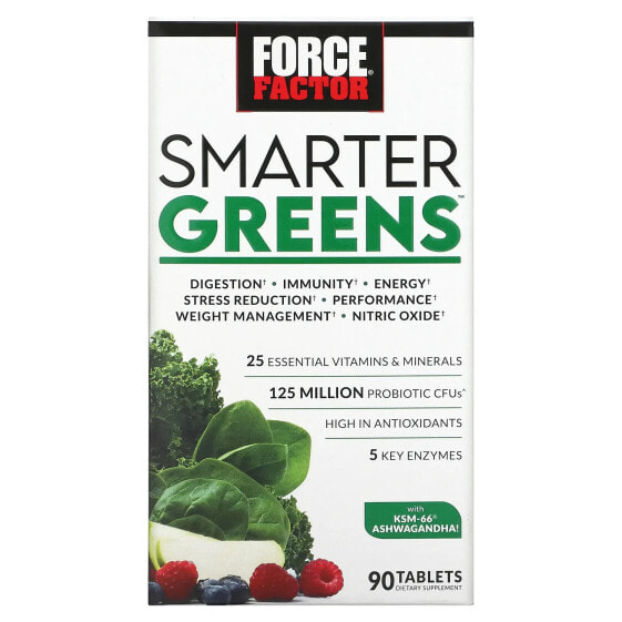 Витамины и БАДы Зеленый коктейль Force Factor Smarter Greens, 90 таблеток