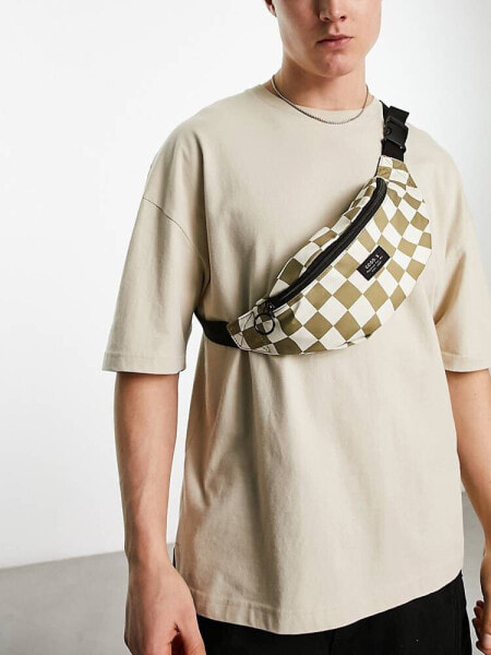 New Look checked bum bag in khaki