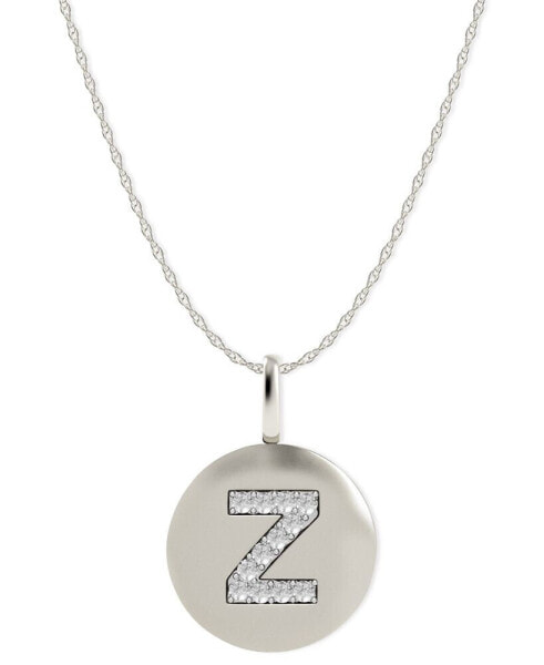 Macy's 14k White Gold Necklace, Diamond Accent Letter Z Disk Pendant