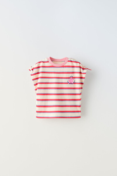 Striped embroidered t-shirt with bows