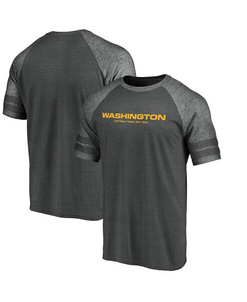 Men's Heather Gray Washington Football Team True Classics Tri-Blend Foundation Block Raglan T-shirt