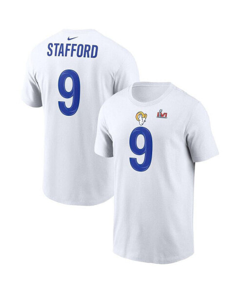 Men's Matthew Stafford White Los Angeles RamsSuper Bowl LVI Bound Name and Number T-shirt