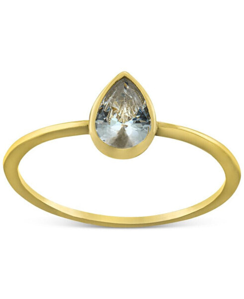 Cubic Zirconia Pear Bezel Ring in 18k Gold-Plated Sterling Silver, Created for Macy's