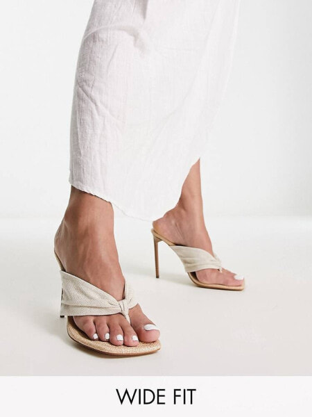 Public Desire Wide Fit Tropic sandals in ecru linen