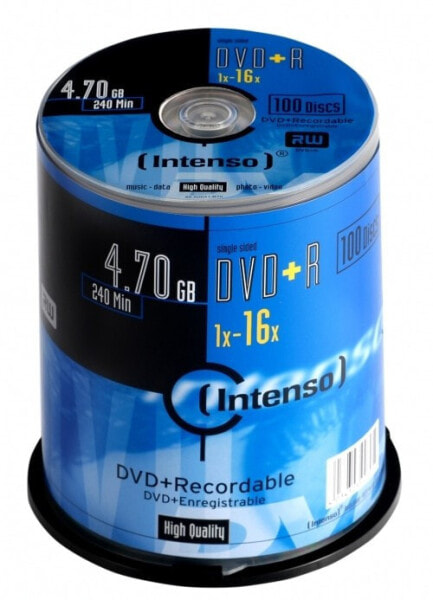 Intenso 4111156 - DVD+R - 120 mm - Cakebox - 100 pc(s) - 4.7 GB