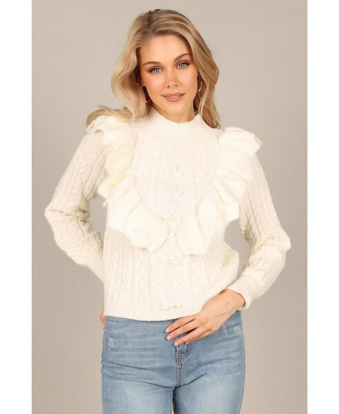 Womens Annette Frilled Knit Sweater