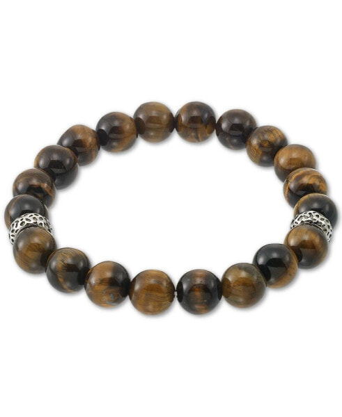 Tiger's Eye (10mm) Stretch Bracelet in Stainless Steel