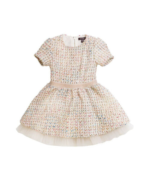 Платье для малышей IMOGA Collection NOVA FW23 CONFETTI NOVELTY JACQUARD, TWEED, PLEATED MESH