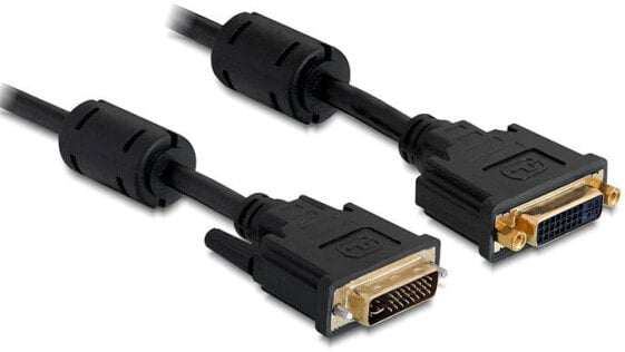 Delock 1m DVI-I, 1 m, DVI-I, DVI-I, Black, Gold, Male/Female