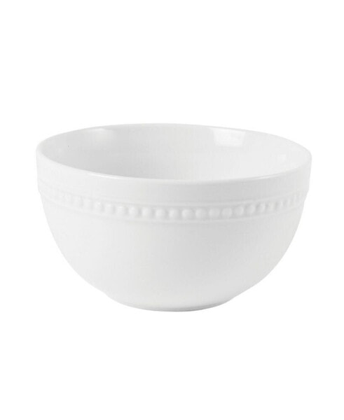 Everyday Whiteware Beaded Soup Cereal Bowl 4 Piece Set