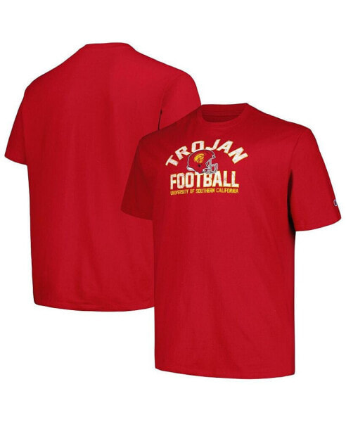 Men's Cardinal Distressed USC Trojans Big and Tall Football Helmet T-shirt