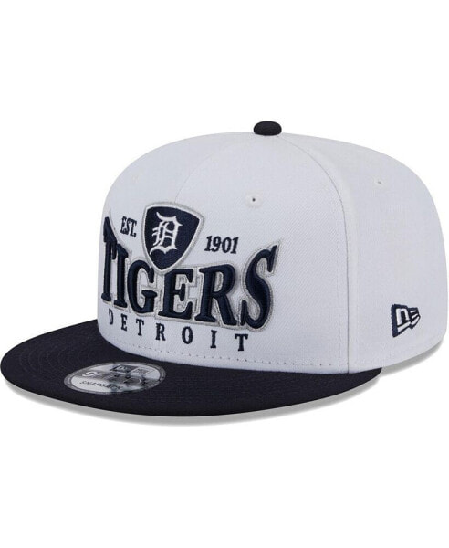 Men's White, Navy Detroit Tigers Crest 9FIFTY Snapback Hat