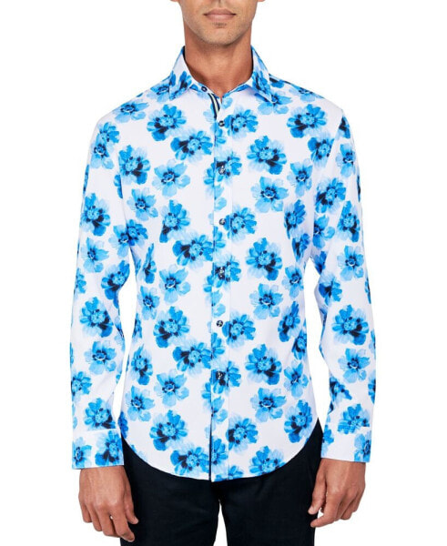 Men's Regular-Fit Non-Iron Performance Stretch Floral-Print Button-Down Shirt