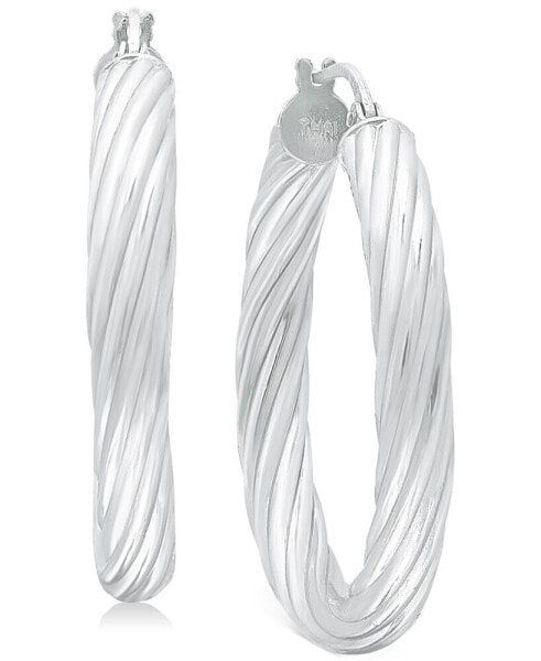 Medium Rounded Twist Hoop Earrings in Sterling Silver, 1.1", Created for Macy's
