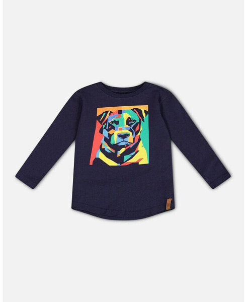 Toddler Boys Long Sleeve T-Shirt With Print Navy - Toddler|Child