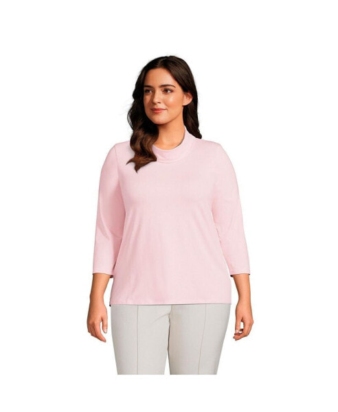 Plus Size 3/4 Sleeve Light Weight Jersey Cowl Neck Top