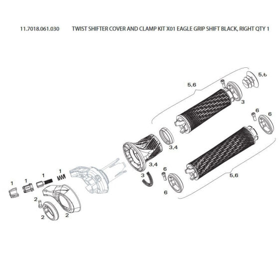 SRAM X01 Eagle Grip Twist Shifter Cover/Clamp Right Lever