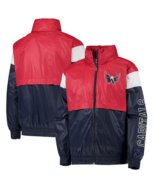 Big Boys Red, Navy Washington Capitals Goal Line Full-Zip Hoodie Windbreaker Jacket