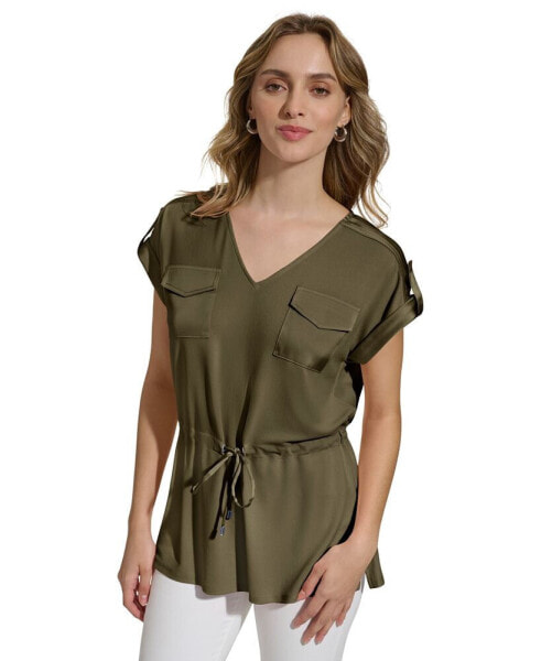 Women's Short-Sleeve Drawstring Top