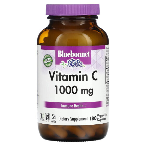 Витамин С Bluebonnet Nutrition, 1,000 мг, 180 овощных капсул