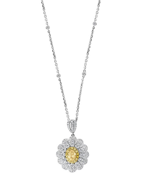 EFFY Collection eFFY® Yellow Diamond (7/8 ct. t.w.) & White Diamond (1-1/6 ct. t.w.) Pendant Necklace in 18k Two-Tone Gold