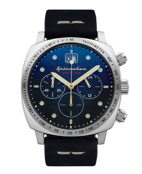 Men's Hull Chrono Navy Blue Genuine Leather Strap Watch 42mm