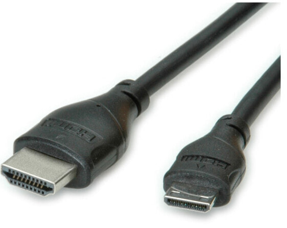 ROLINE HDMI High Speed Cable with Ethernet - HDMI Type A M - HDMI Type C M 0,8 m - 0.8 m - HDMI Type A (Standard) - HDMI Type C (Mini) - 1920 x 1080 pixels - Black