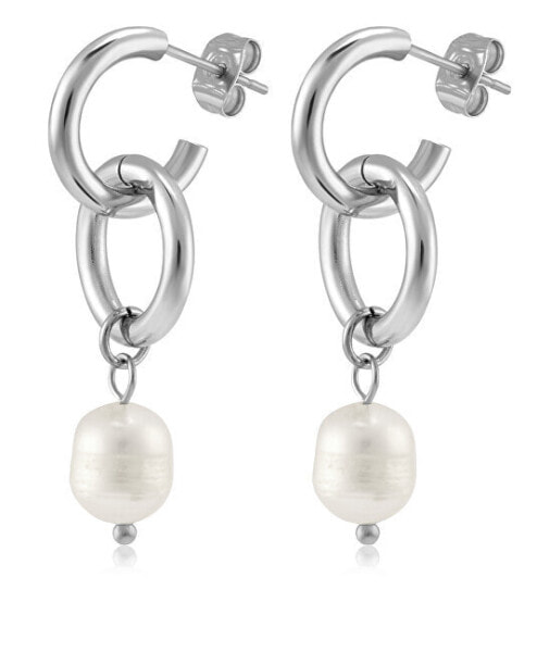 Decent steel earrings with pearls VAAJDE201463S