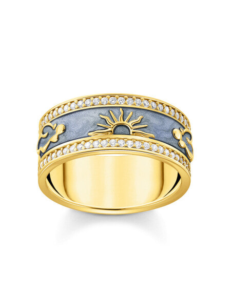 Thomas Sabo TR2450-565-1-56 Gold band ring w. white zirconia and enamel