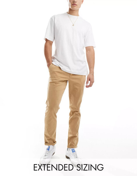 ASOS DESIGN tapered washed chino in tan