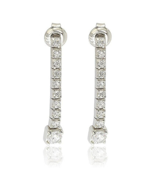 Suzy Levian Sterling Silver Cubic Zirconia Grandeur Line Dangle Earrings