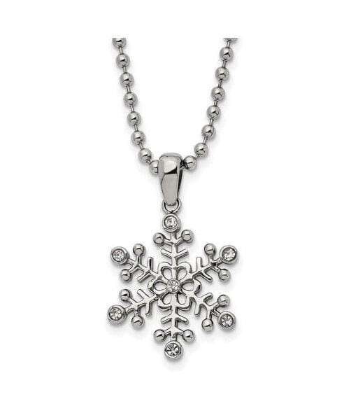 Polished with CZ Snowflake Pendant on a Ball Chain Necklace