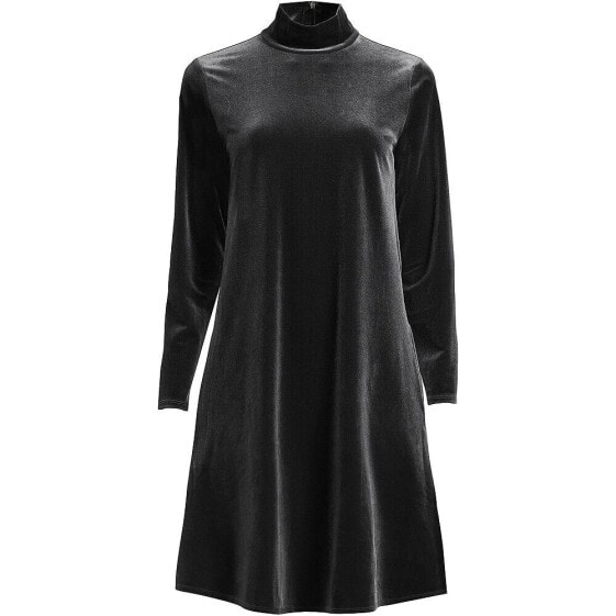 Women's Plus Size Long Sleeve Velvet Turtleneck Dress