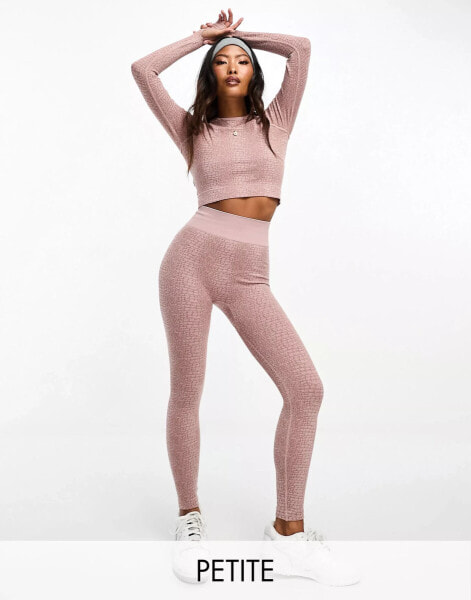 ASOS 4505 Petite croc seamless jacquard legging with wrap waist in mink