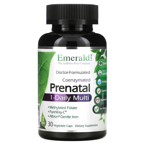 Emerald Laboratories, Коферментированные пренатальные мультивитамины для приема 1 раз в день, 30 растительных капсул