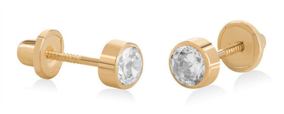 Charming yellow gold earrings with zircons 14/31.010/17ZIR