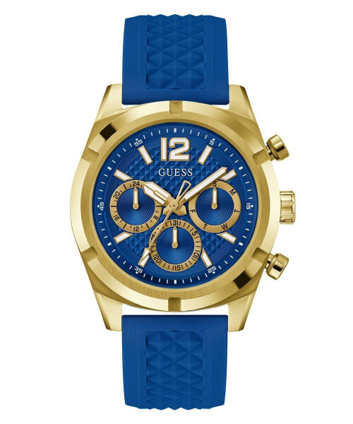 Мужские часы Guess RESISTANCE Мультфункциональные синие с золотом 44 мм GW0729G1