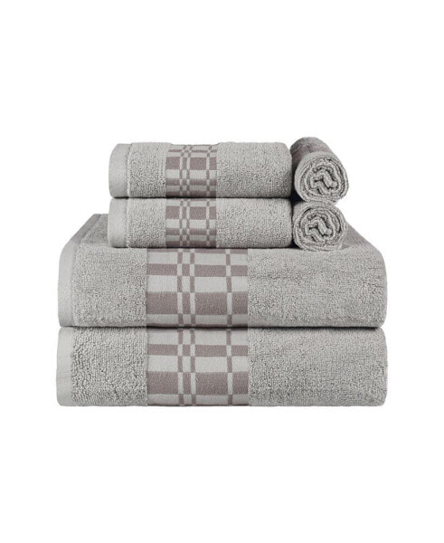 Larissa Geometric Embroidered Jacquard Border Cotton 4-Pc. Bath Towel Set