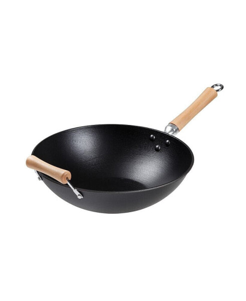 Professional Series Cast Iron Wok with Maple Handle, 14"