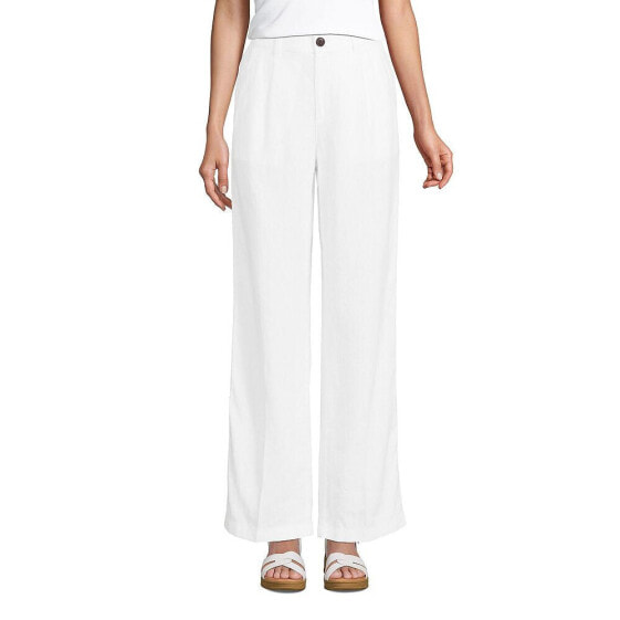 Women's High Rise Wide Leg Linen Pleated Pants