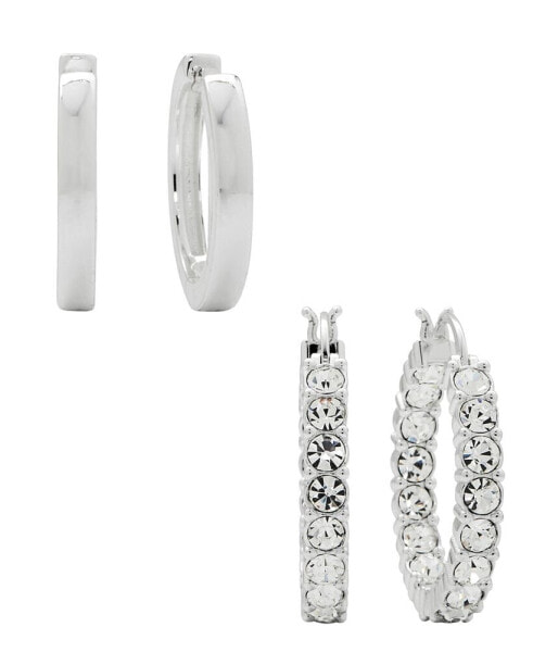 Women's Crystal Hoop Earrings Set, 4 Pieces