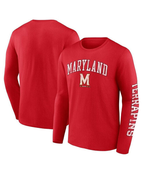 Men's Red Maryland Terrapins Distressed Arch Over Logo Long Sleeve T-shirt