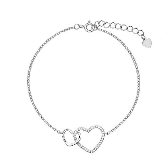 Silver bracelet with linked hearts AJNR0016