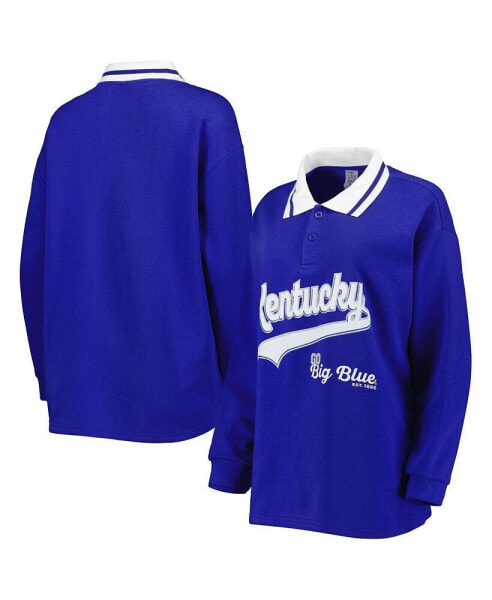 Women's Royal Kentucky Wildcats Happy Hour Long Sleeve Polo Shirt