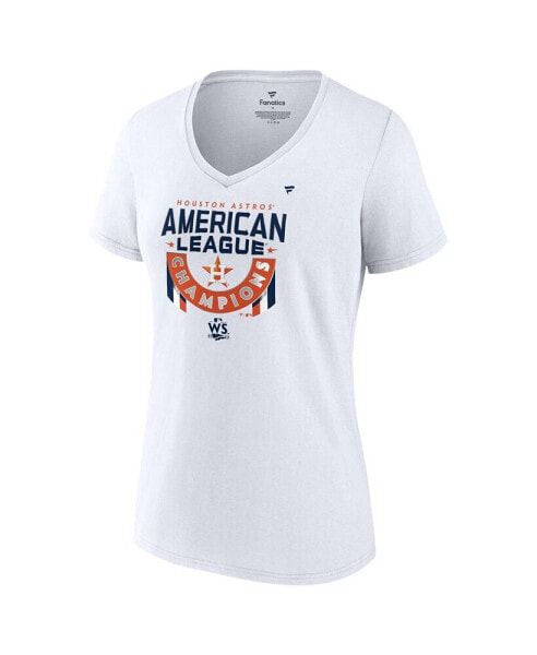 Women's White Houston Astros 2022 American League Champions Locker Room Short Sleeve V-Neck T-shirt
