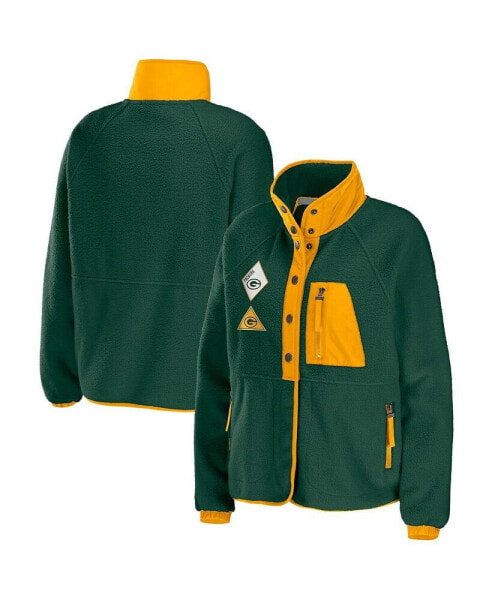 Куртка свитшот женская WEAR by Erin Andrews зеленая с вставками из поларфлиса Green Bay Packers
