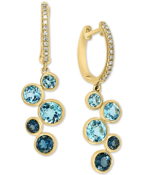 Серьги LALI Jewels Blue Topaz & Diamond Dangle Hoop