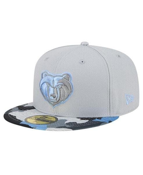 Men's Gray Memphis Grizzlies Active Color Camo Visor 59FIFTY Fitted Hat